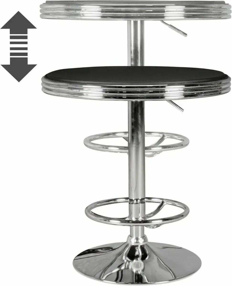 Bar Table with Leather Top & Footrest Adjust - Image 4