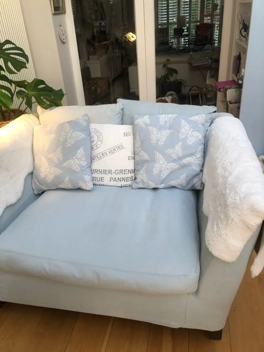 M and S 2 seater sofas x 2 (sofas ).Duck egg blue - Image 3