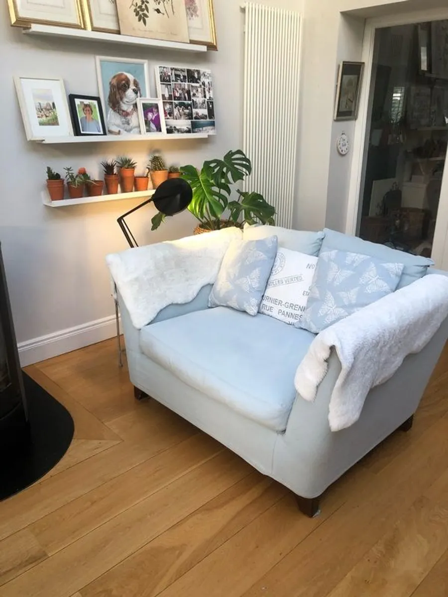 M and S 2 seater sofas x 2 (sofas ).Duck egg blue - Image 4