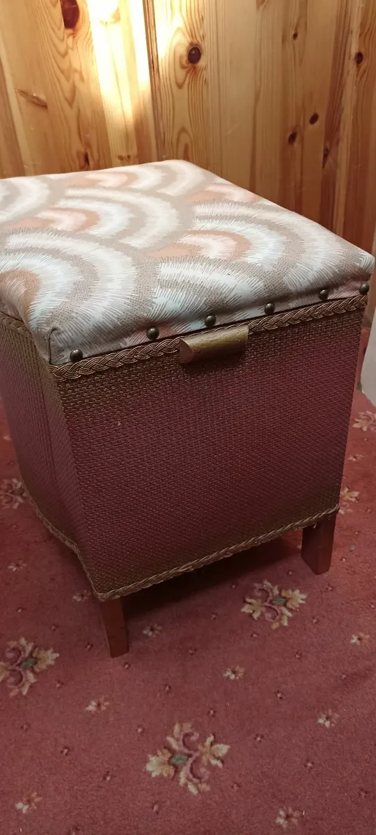 Lloyd Loom Style Chair + Ottoman - Image 1