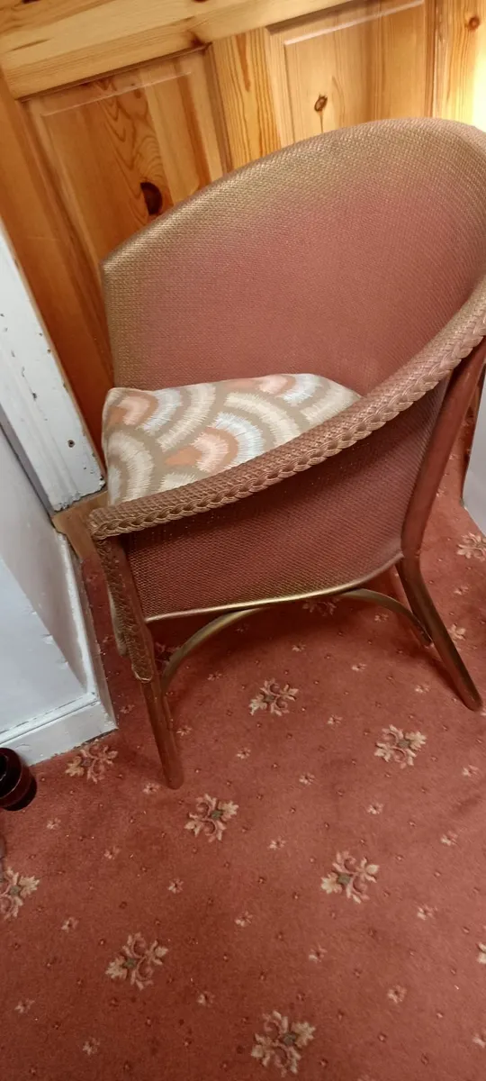 Lloyd Loom Style Chair + Ottoman - Image 3