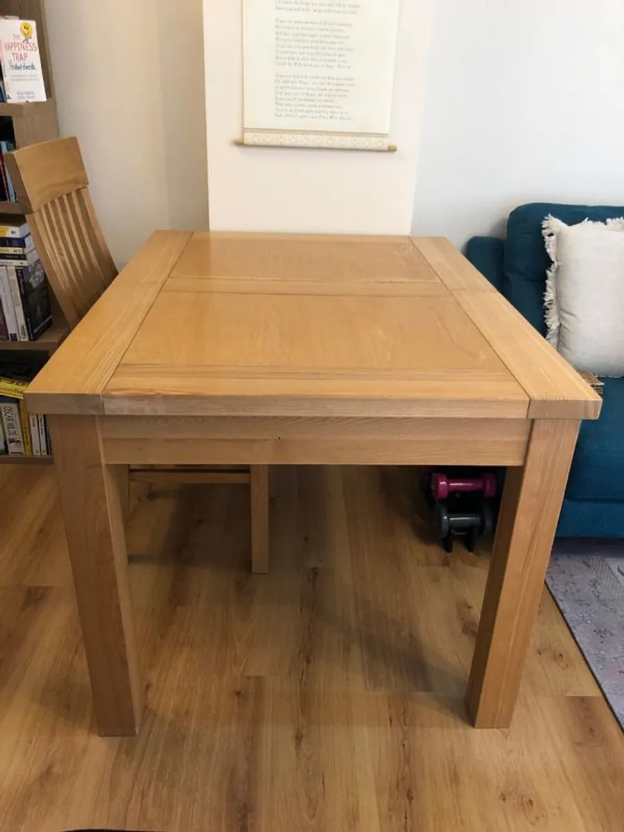 Oak Dining Table & 2 Chairs - Image 3