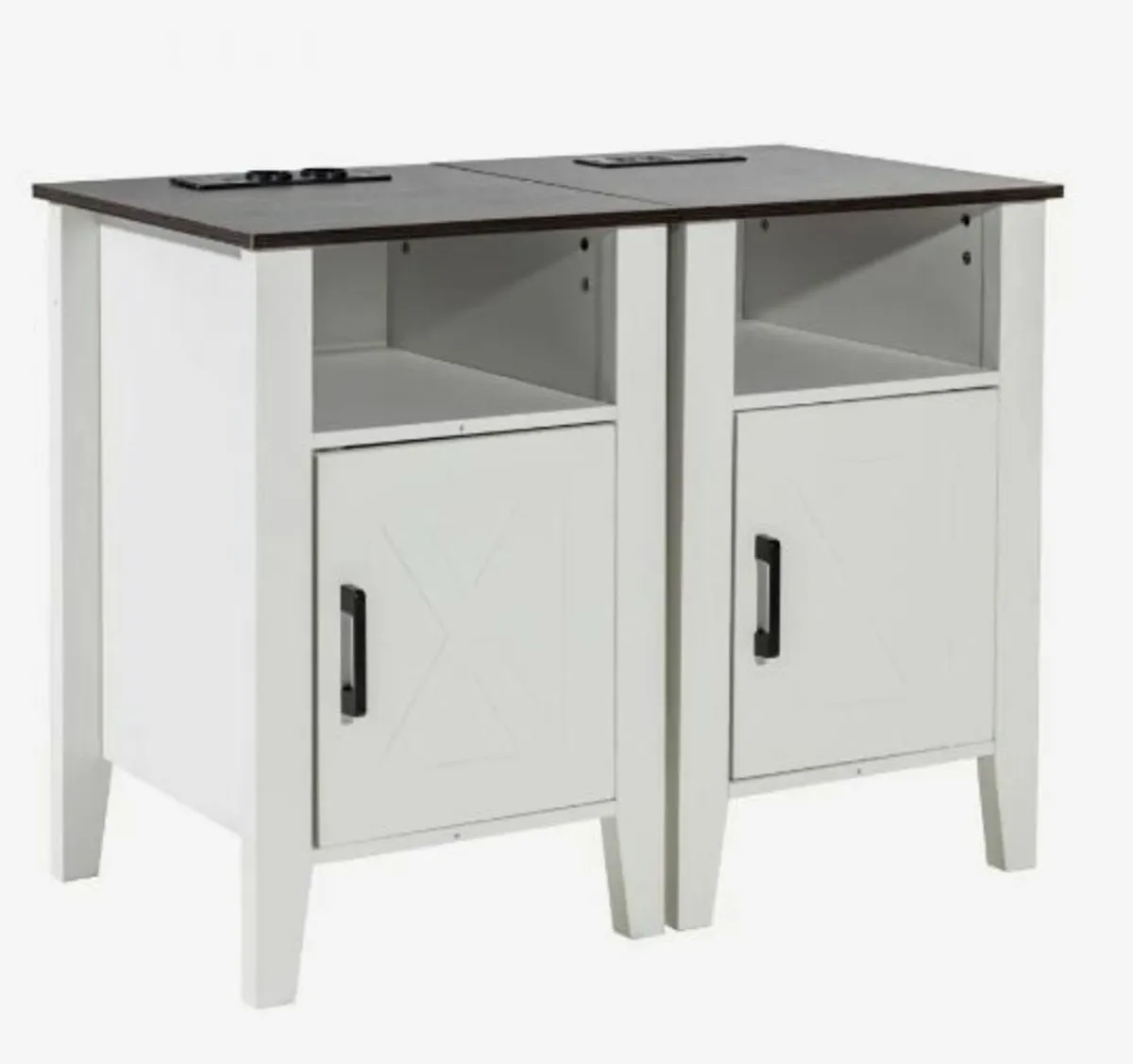 Farmhouse End Table Night Stand with USB Outlets - Image 1