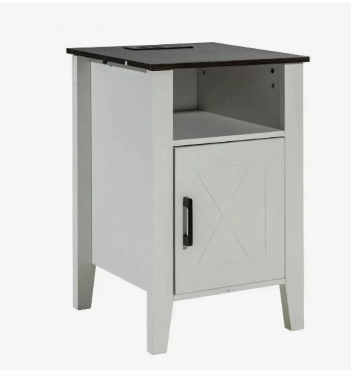 Farmhouse End Table Night Stand with USB Outlets - Image 2