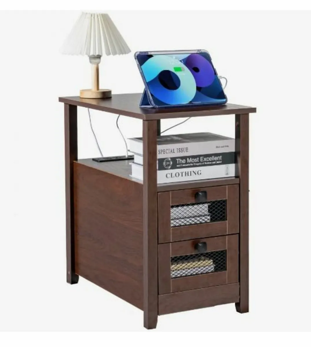 Farmhouse End Table Narrow Night Stand - Image 3