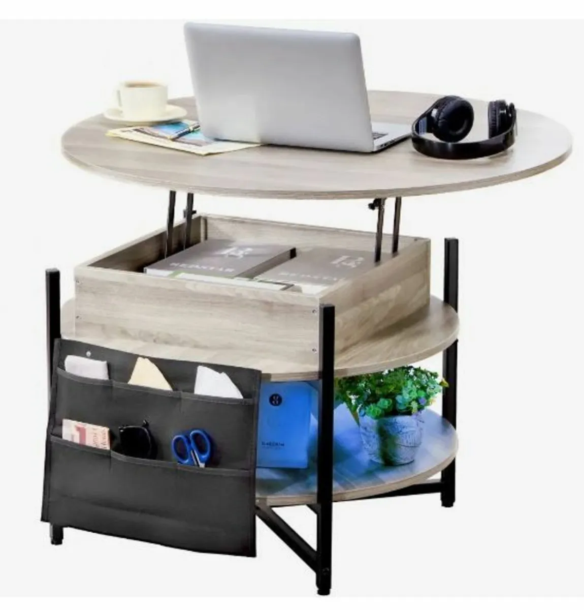 Lift Top Coffee Table 35.3" Round Coffee - Image 1