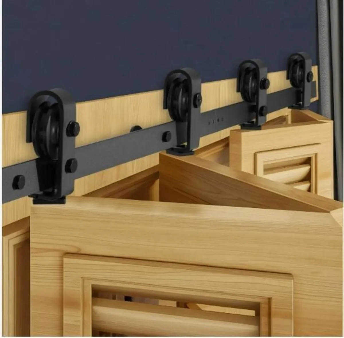 Bi-Folding Sliding Barn Door Hardware Track Kit - Image 1