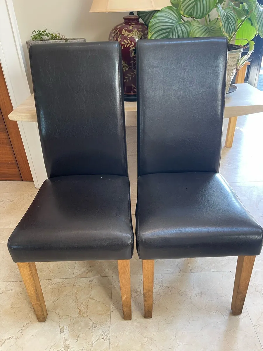 2 x Good Quality Leather Kitchen Dining Chairs - Image 1
