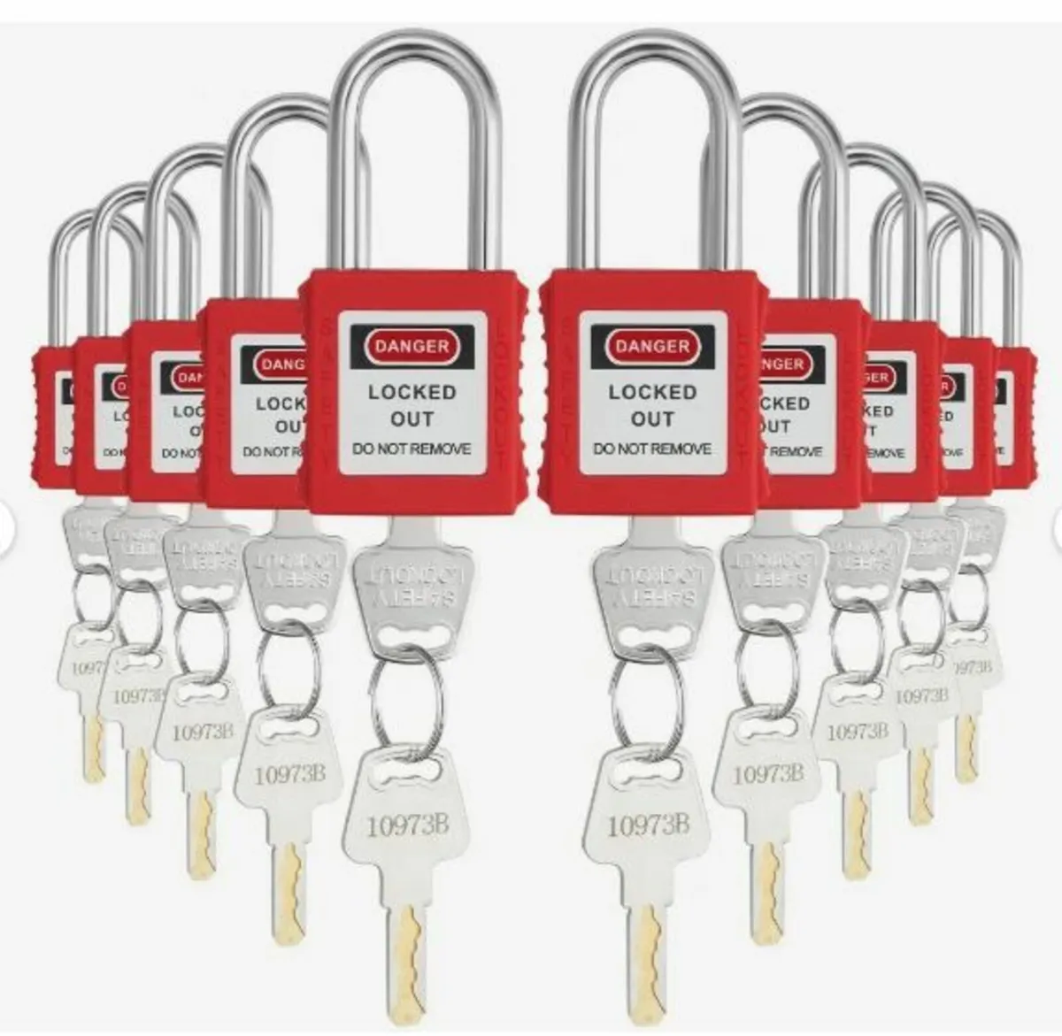 Lockout Tagout Locks Set, 10 PCS Red Safety - Image 1