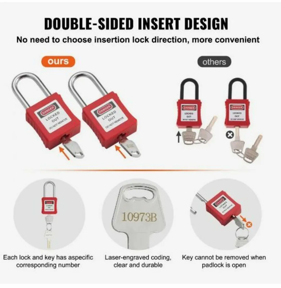 Lockout Tagout Locks Set, 10 PCS Red Safety - Image 3