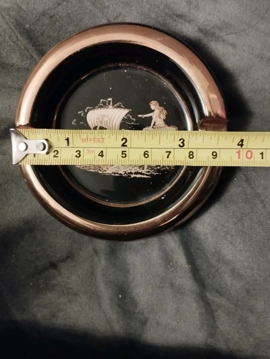Traditional Greek 24K Gold Plated Ceramic Ashtray - Image 3