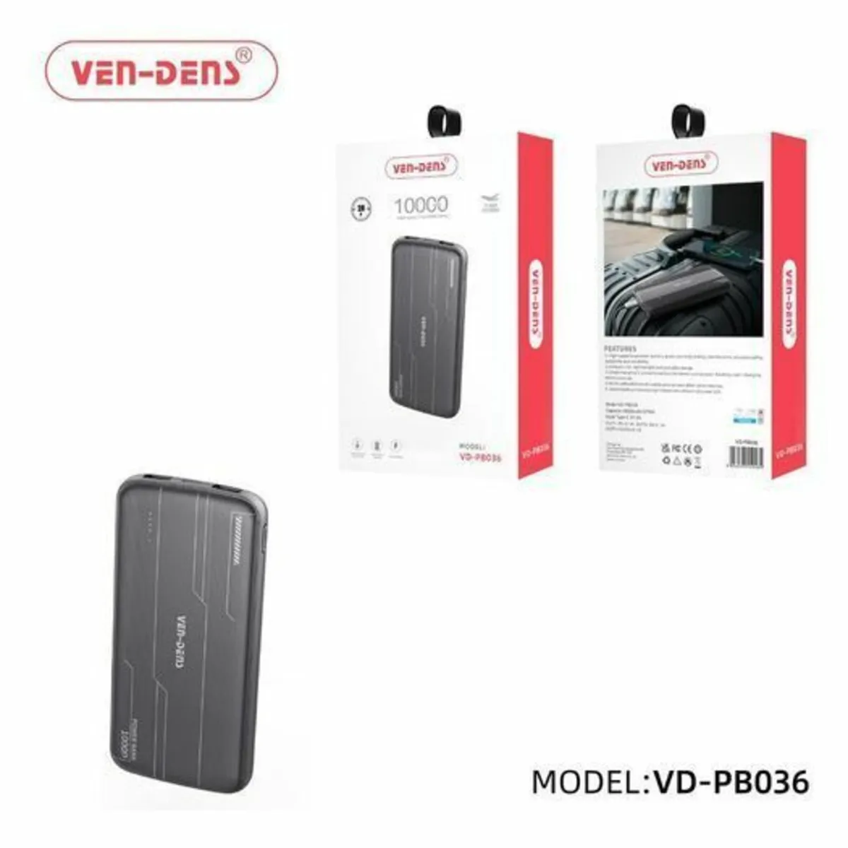 Ven dens VD-PB036 10000mAh 2A Fast charging Power. - Image 3