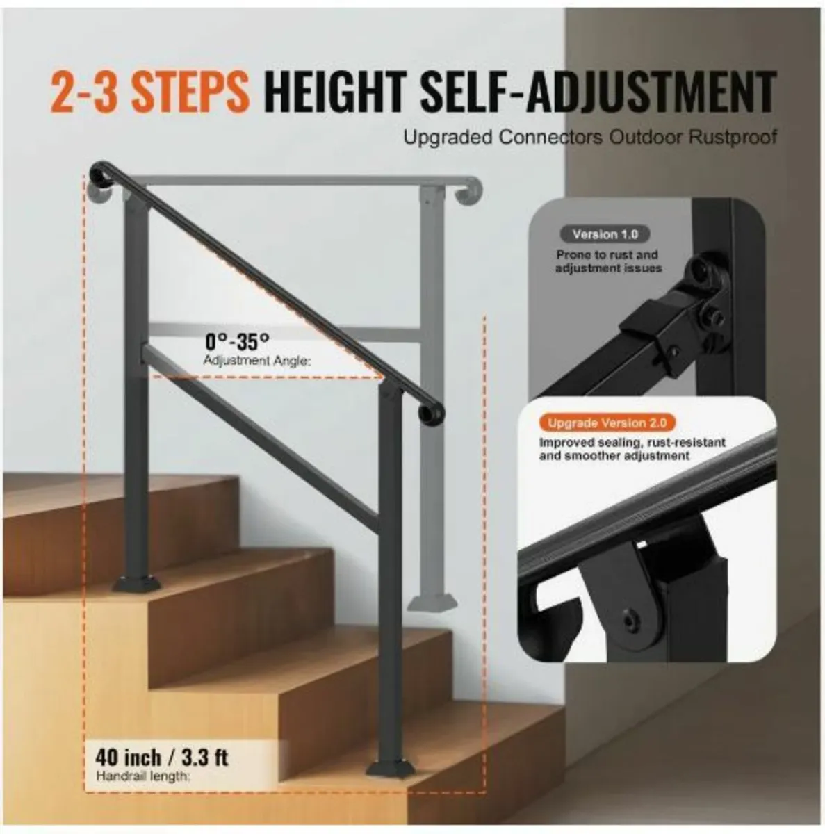 2-3 Step Handrails for Outdoor Steps - Image 1