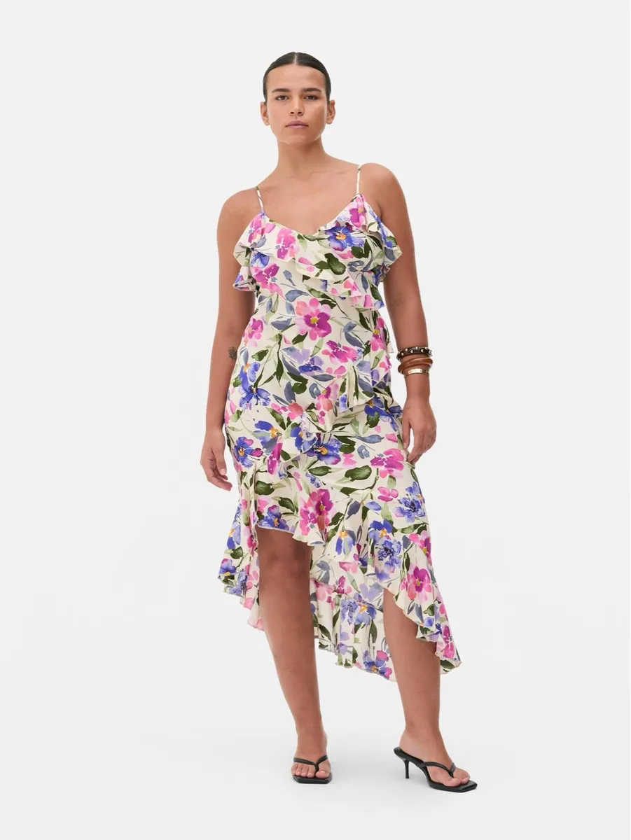 BNWT Ladies Floral Ruffle Dress: Size 14