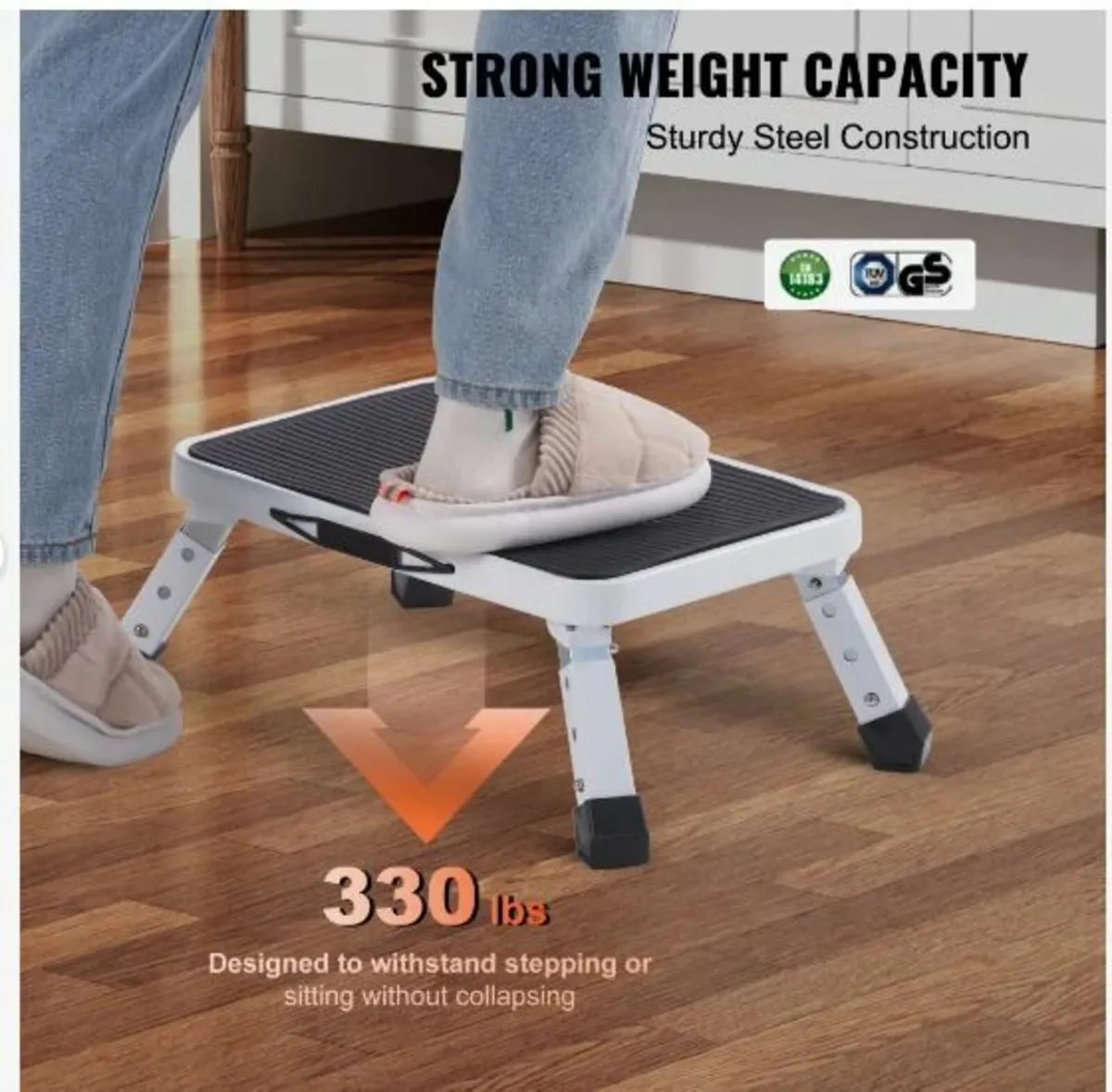 Step Stool 1-Step 150KG Capacity, Folding Steel - Image 3