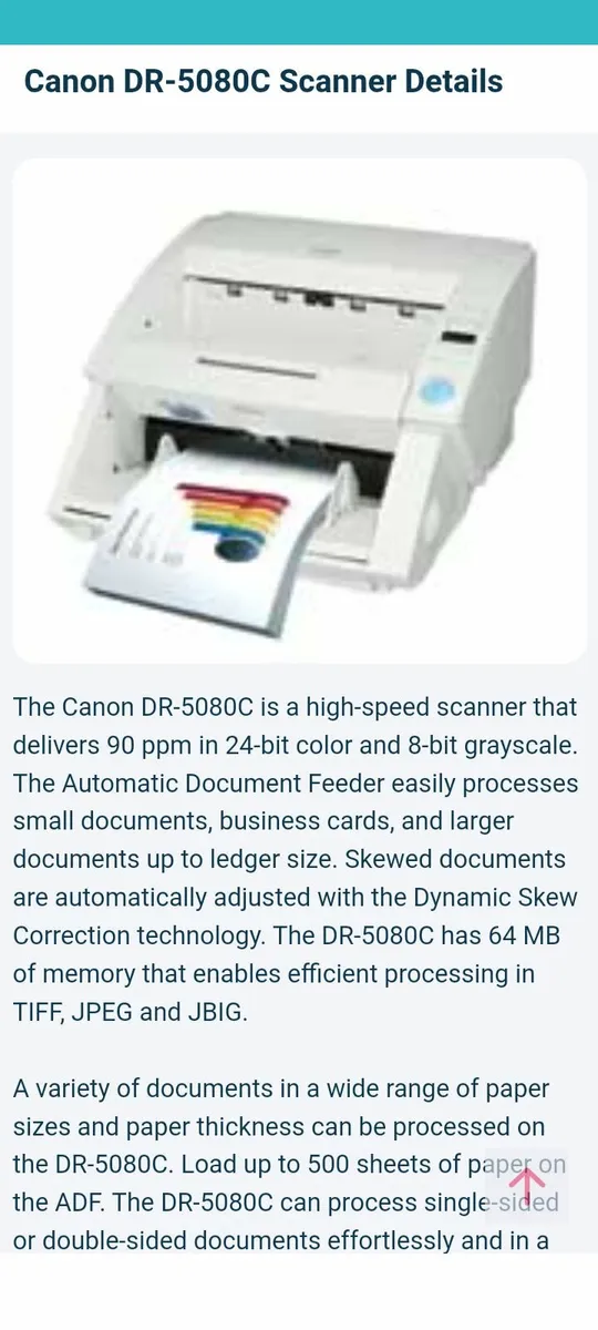 Canon DR-5080C high speed document scanner - Image 2