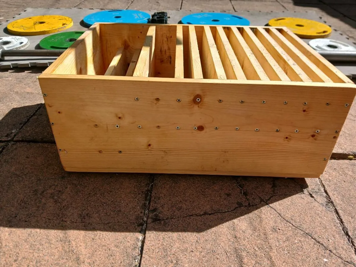 Barbell, weights, floor mat and storage box - Image 3
