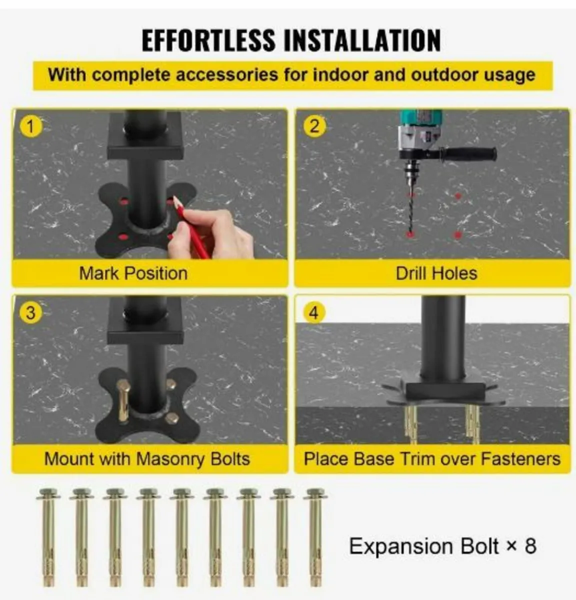 Stair Railing Kit, 152.4 cm Handrails for Outdoor - Image 2