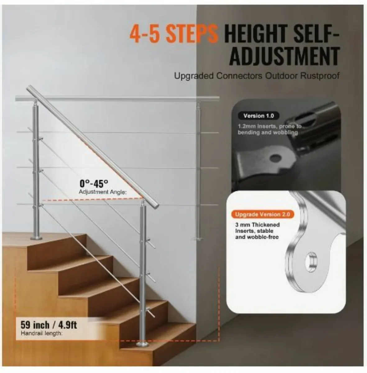 149.9 cm Handrails for Outdoor Steps 3 - Image 3
