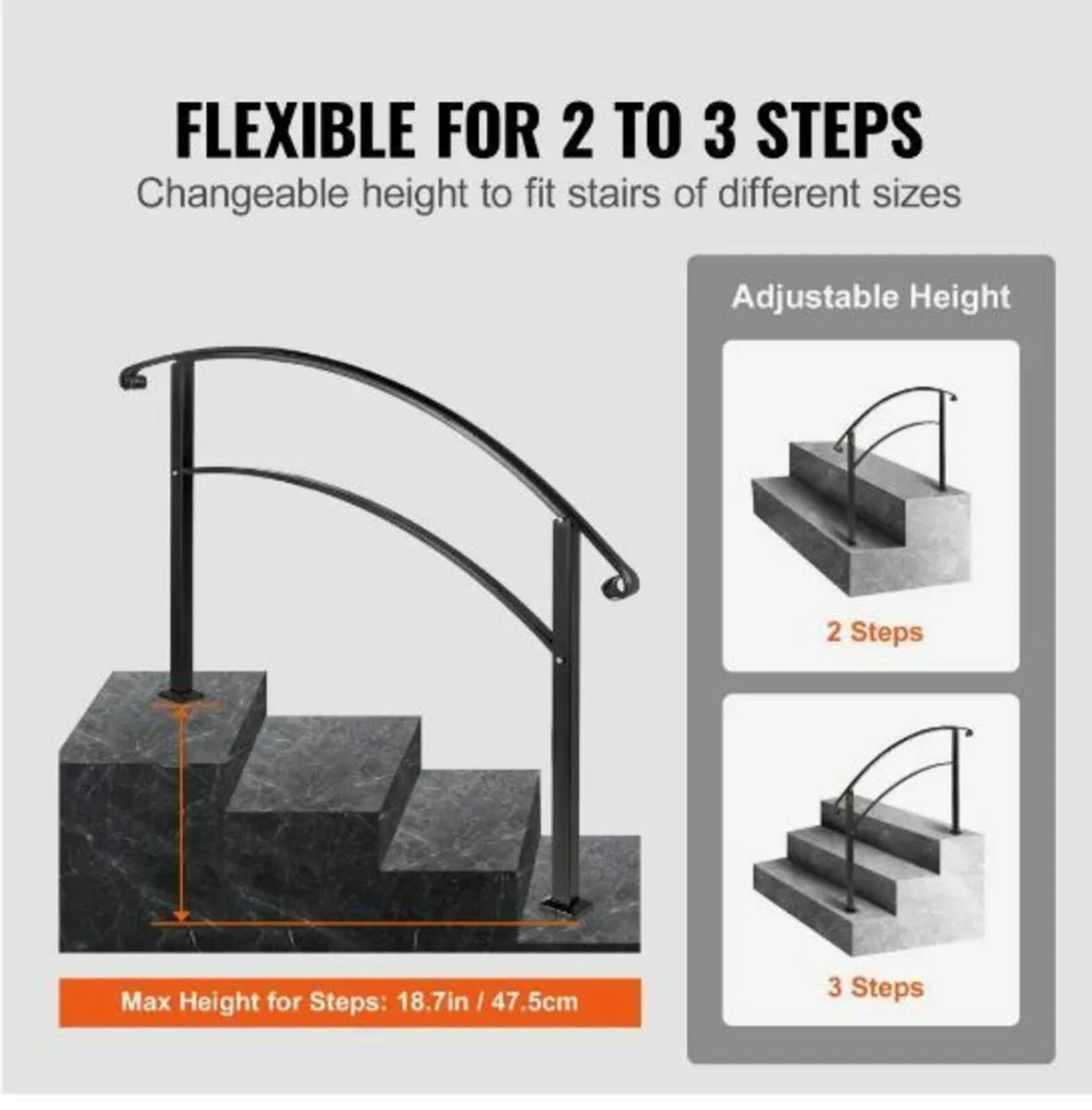 3FT Adjustable Wrought Iron Handrail - Image 2