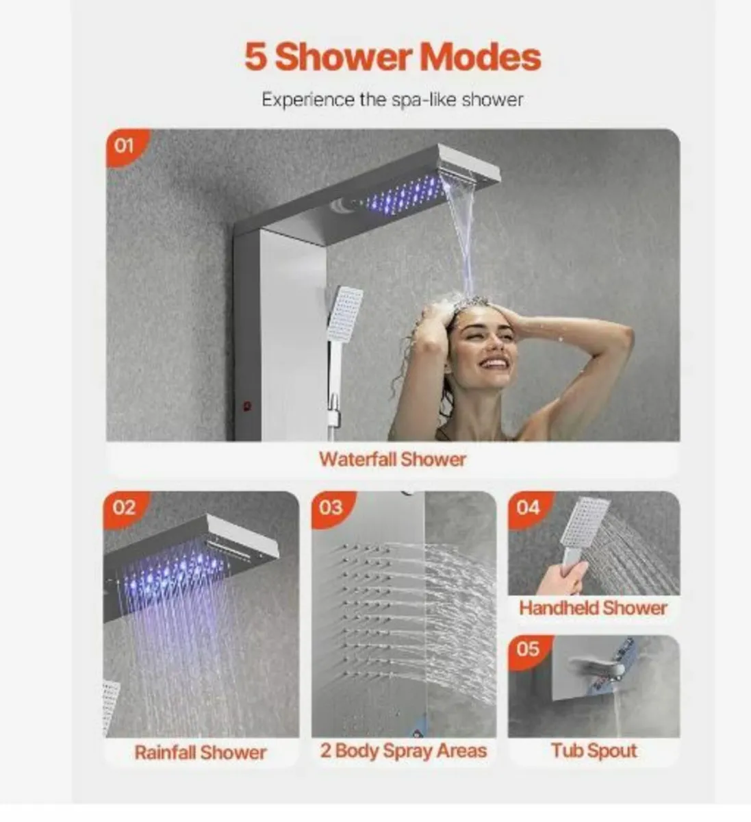 shower panel system, 5 shower modes - Image 3