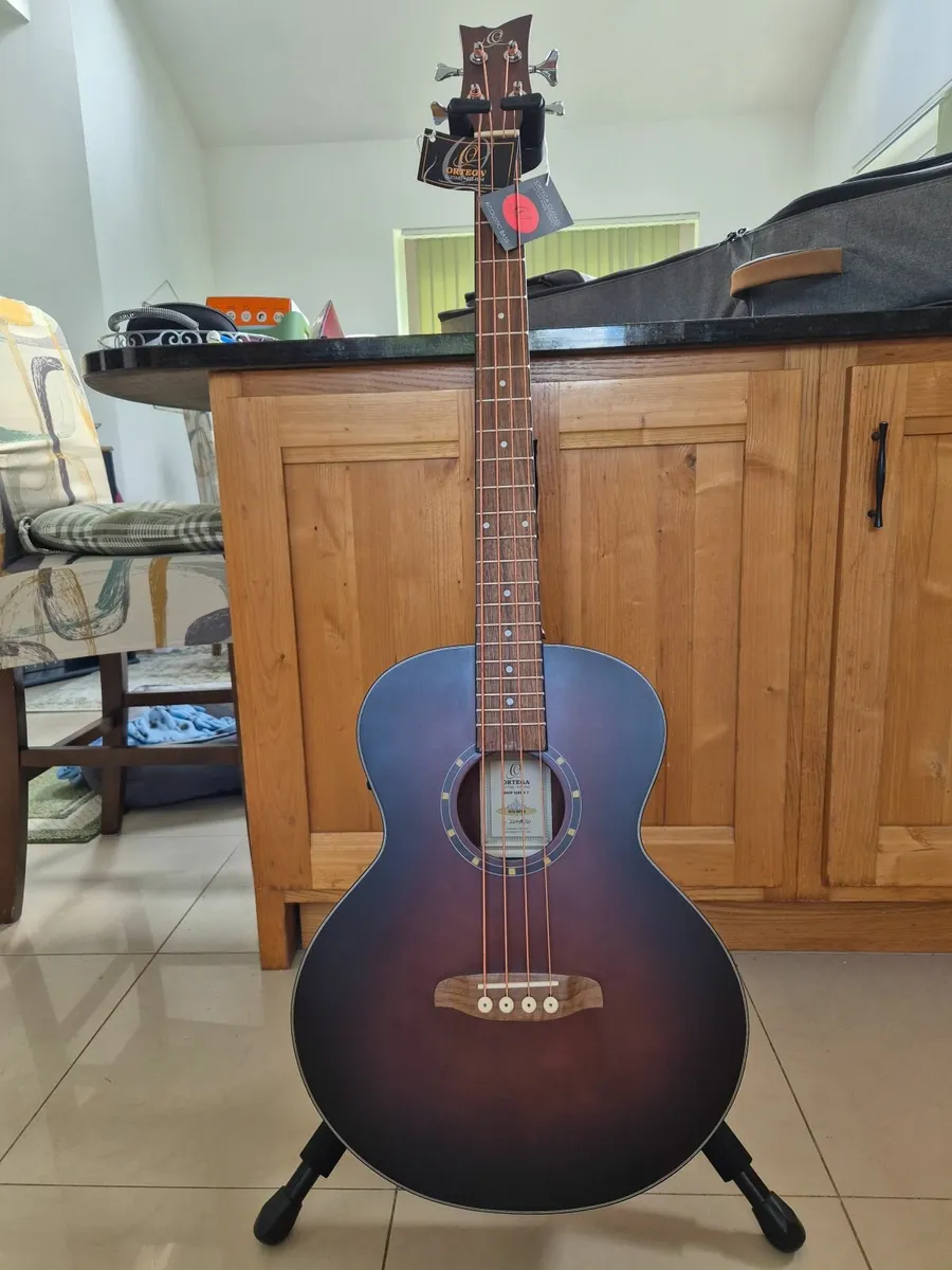 Acoustic electric bass guitar with case - Image 1