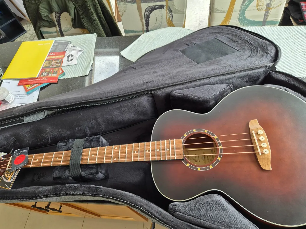 Acoustic electric bass guitar with case - Image 2