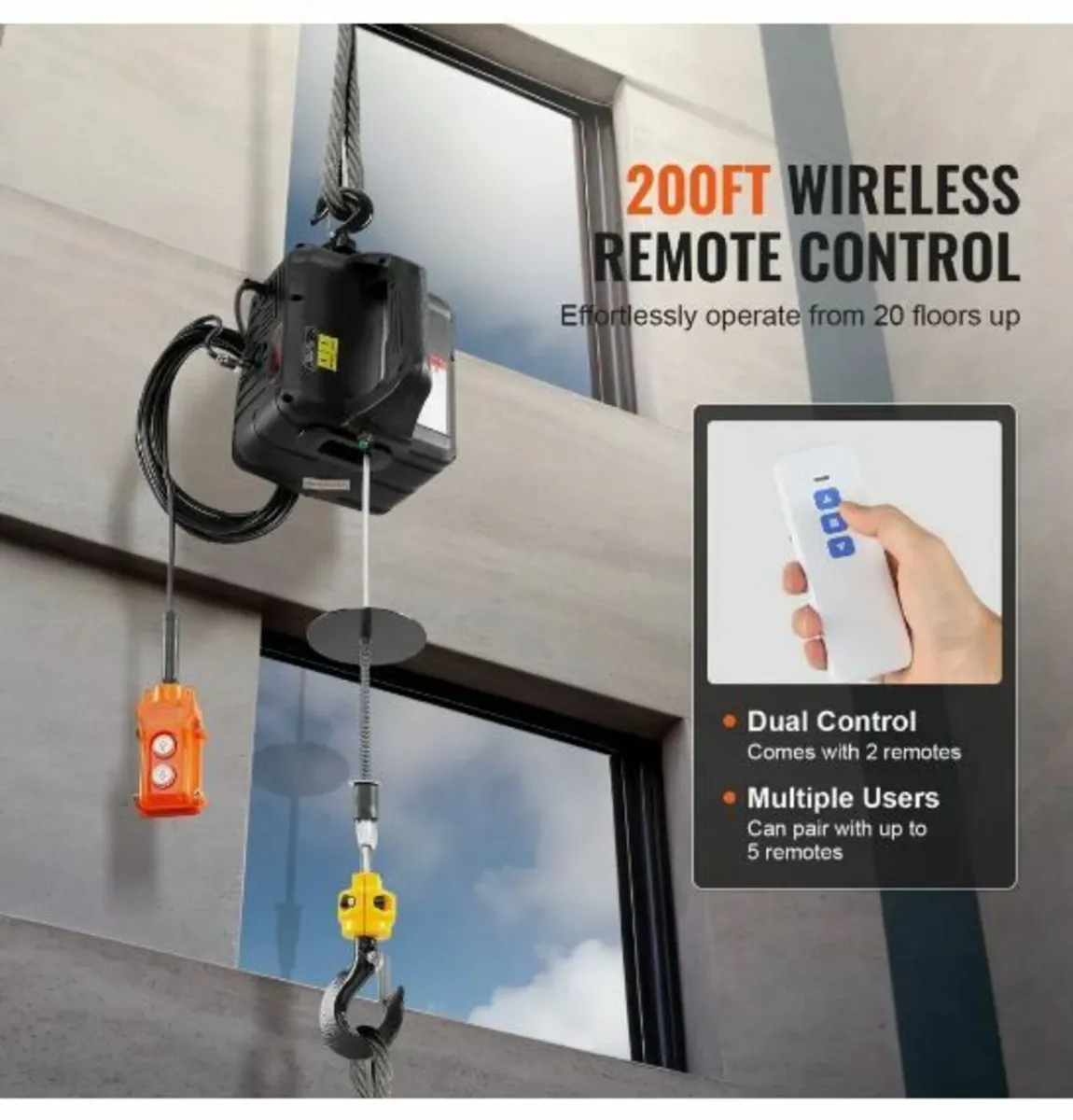 3-in-1 Portable Electric Hoist Winch 499 kg - Image 2