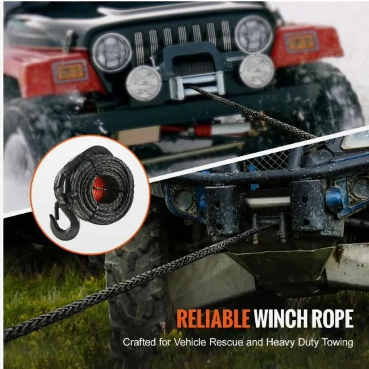 Synthetic Winch Rope, 9.5 mm x 25.91 m 12,020 kg - Image 2