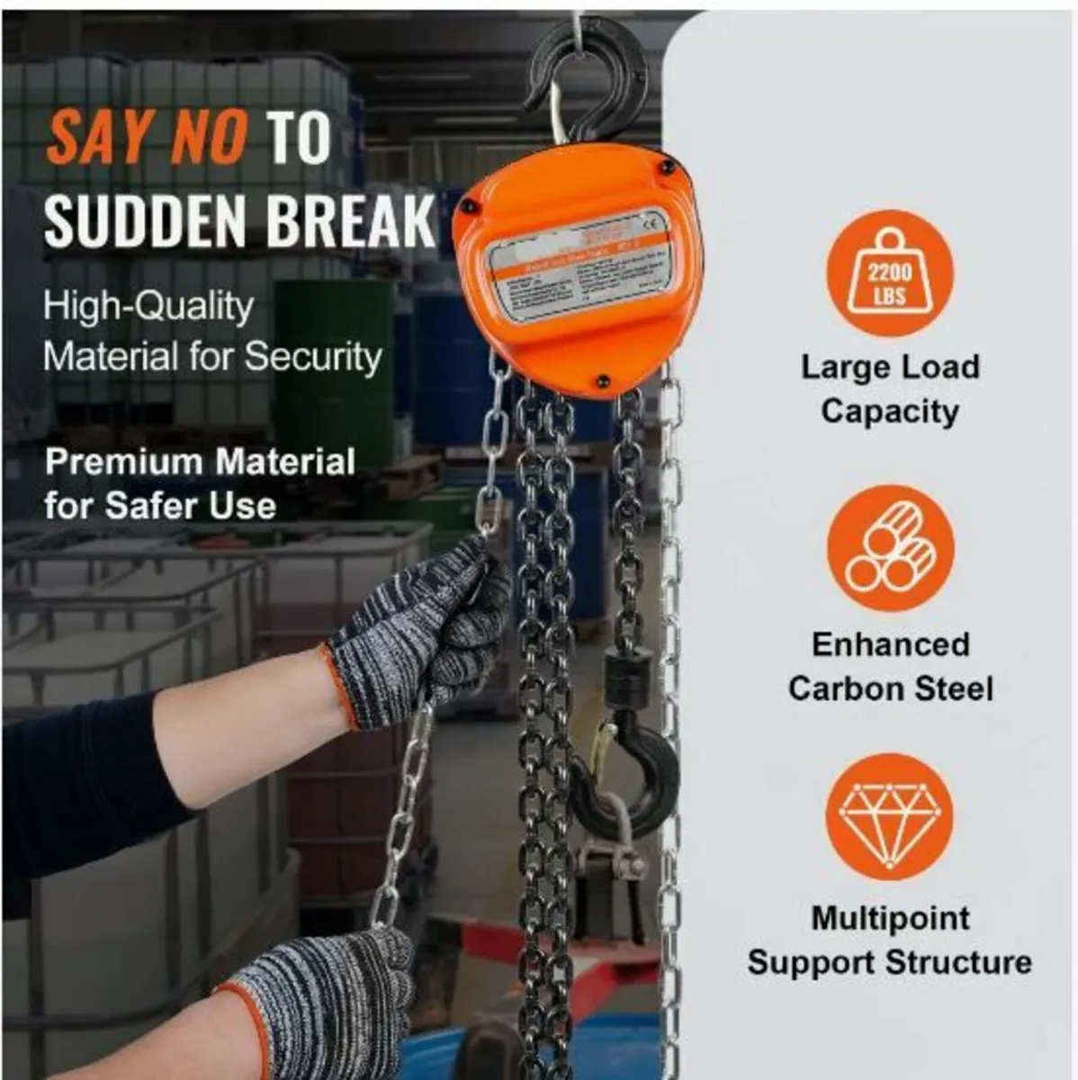 Manual Chain Hoist, 1 Ton 998 kg Capacity - Image 3