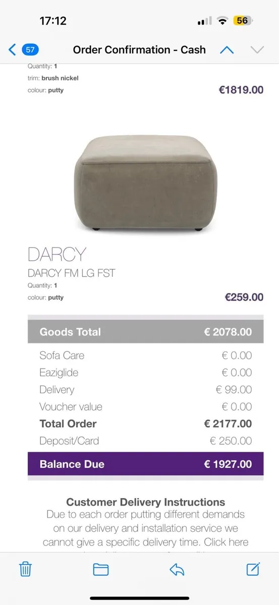 DFS DARCY CORNER SOFA + POOF ( POOF FREE ) - Image 3