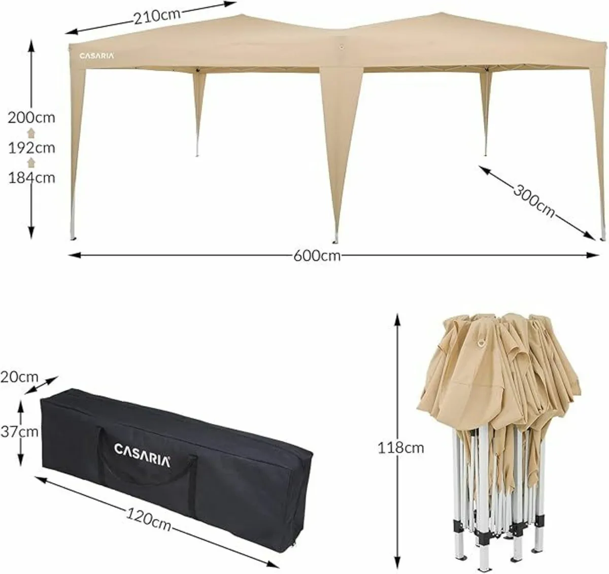 Gazebo 3 x 6 m Pop-Up Blue Water-Repellent with Ba - Image 2