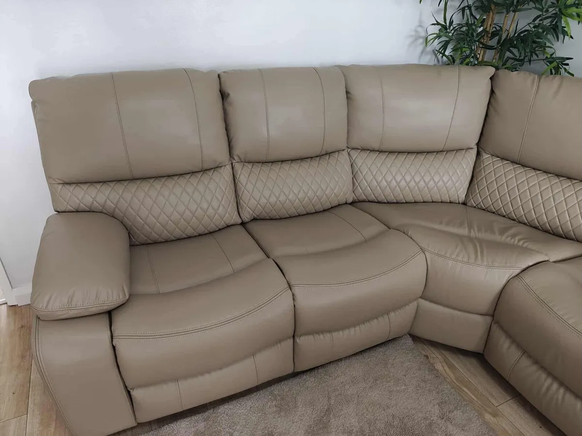 Rita Corner True Beige Leather Recliner Sofa - Image 3