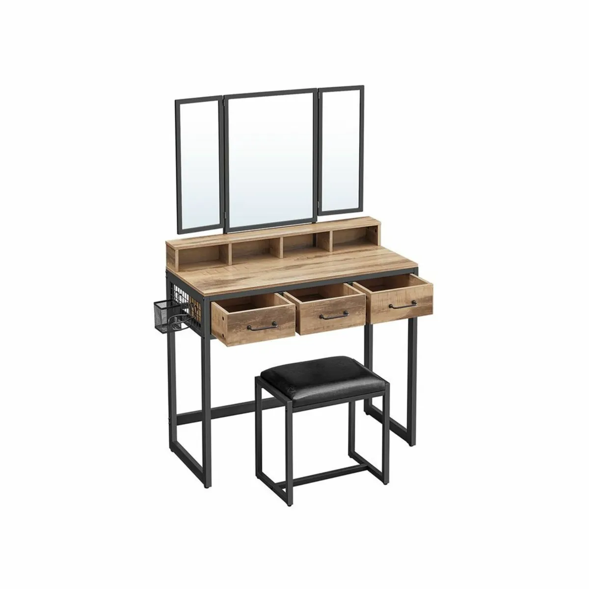 Dressing Table with Padded Stool triple mirror - Image 1