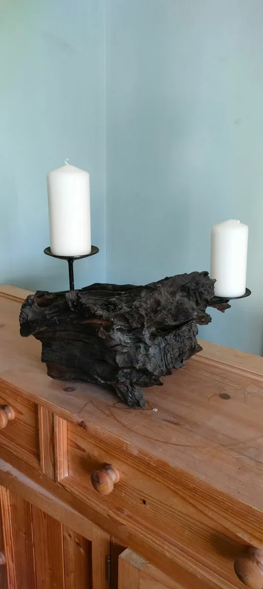 Bog oak candle holder - Image 1