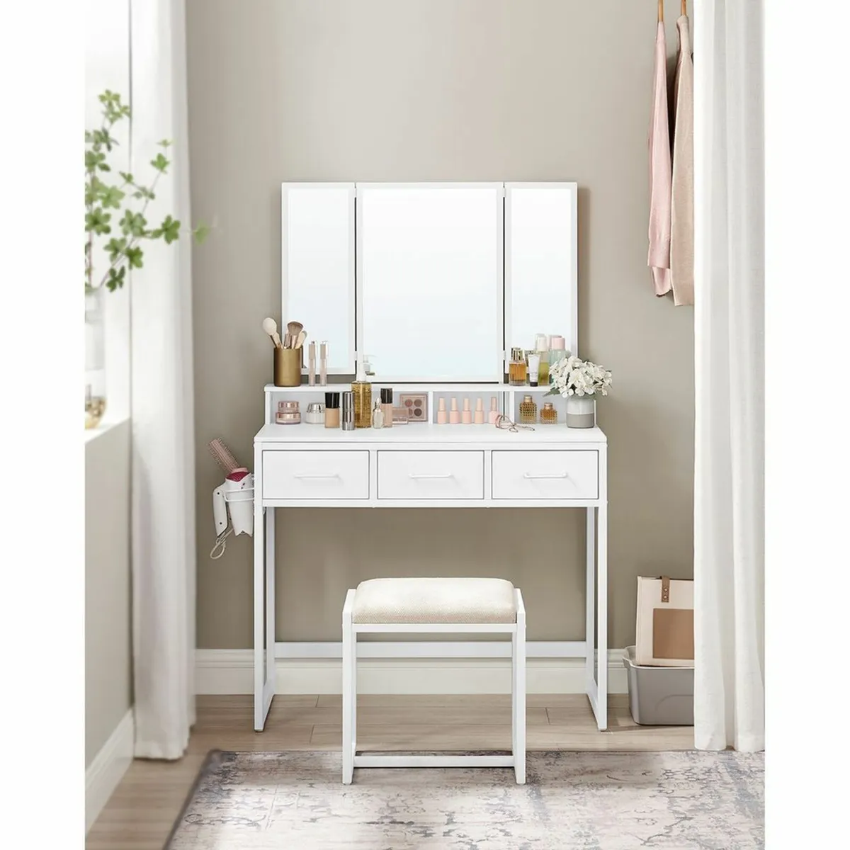 Dressing Table with Padded Stool, - Image 1