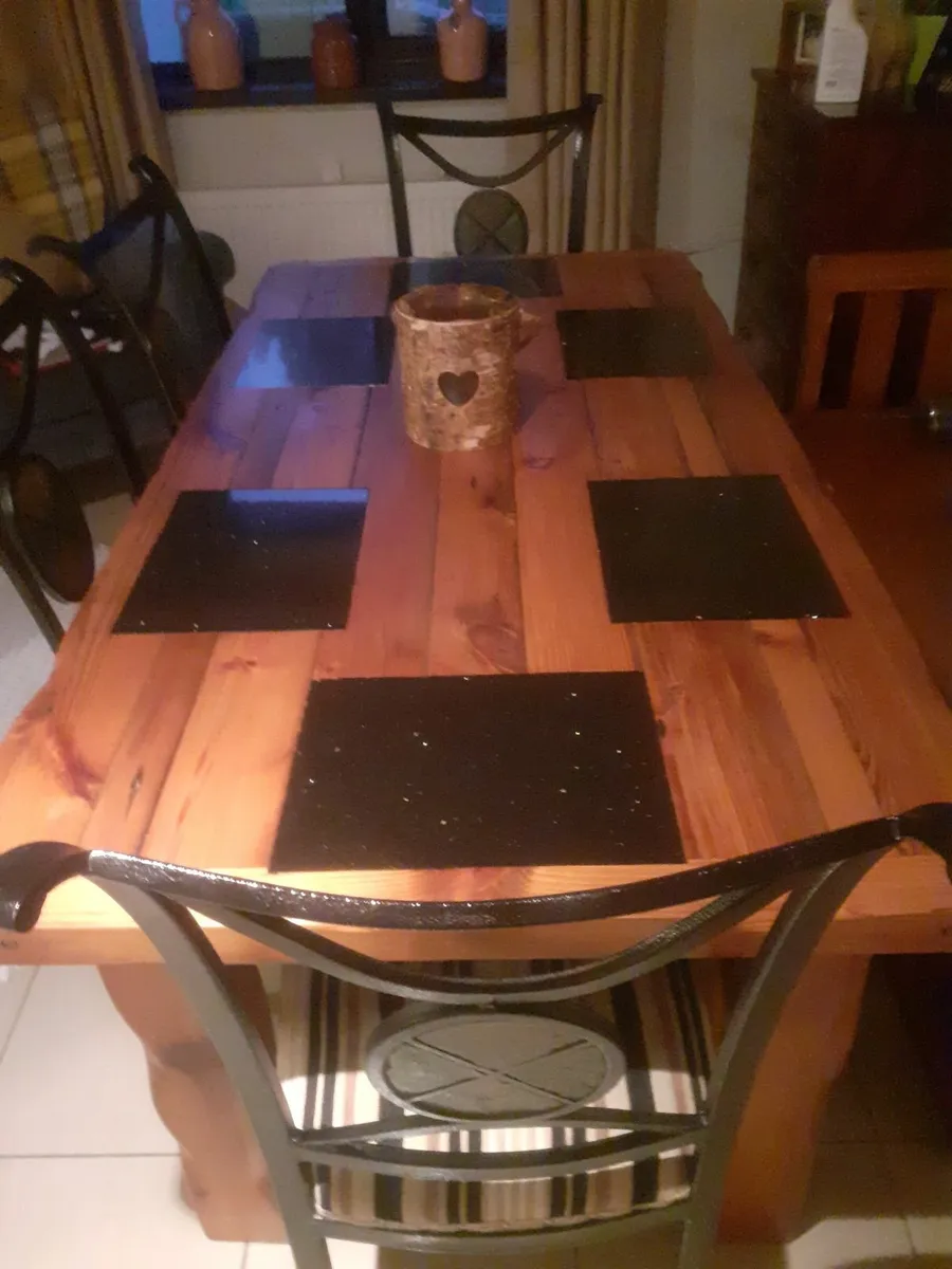 Handmade Table with 4 chairs and matching mirror - Image 2