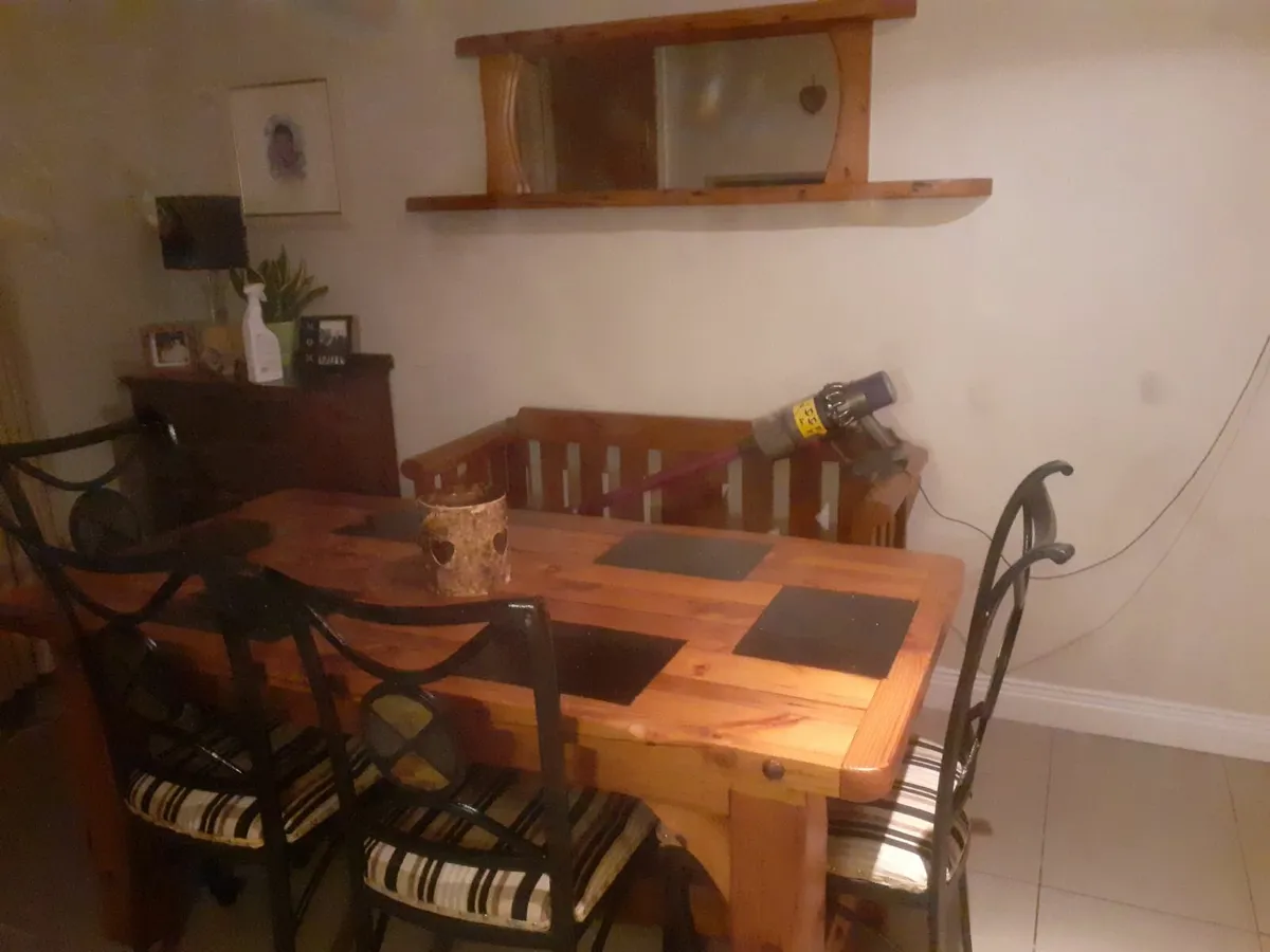 Handmade Table with 4 chairs and matching mirror - Image 3