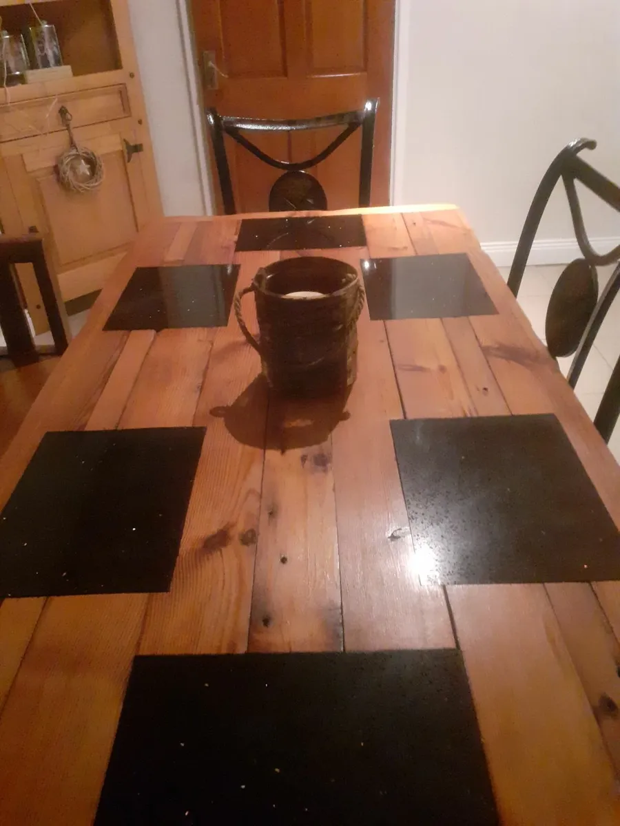 Handmade Table with 4 chairs and matching mirror - Image 4