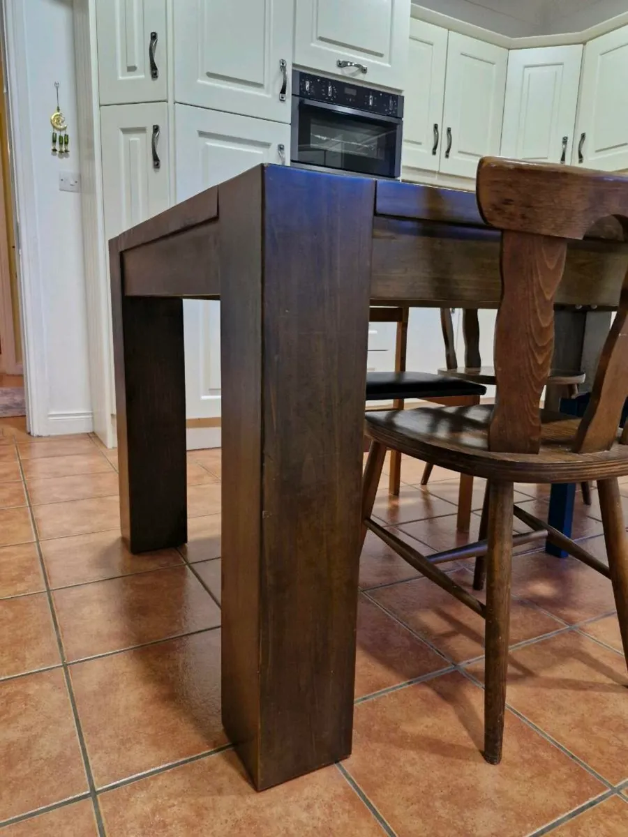 Solid pine walnut stained dining table - Image 4