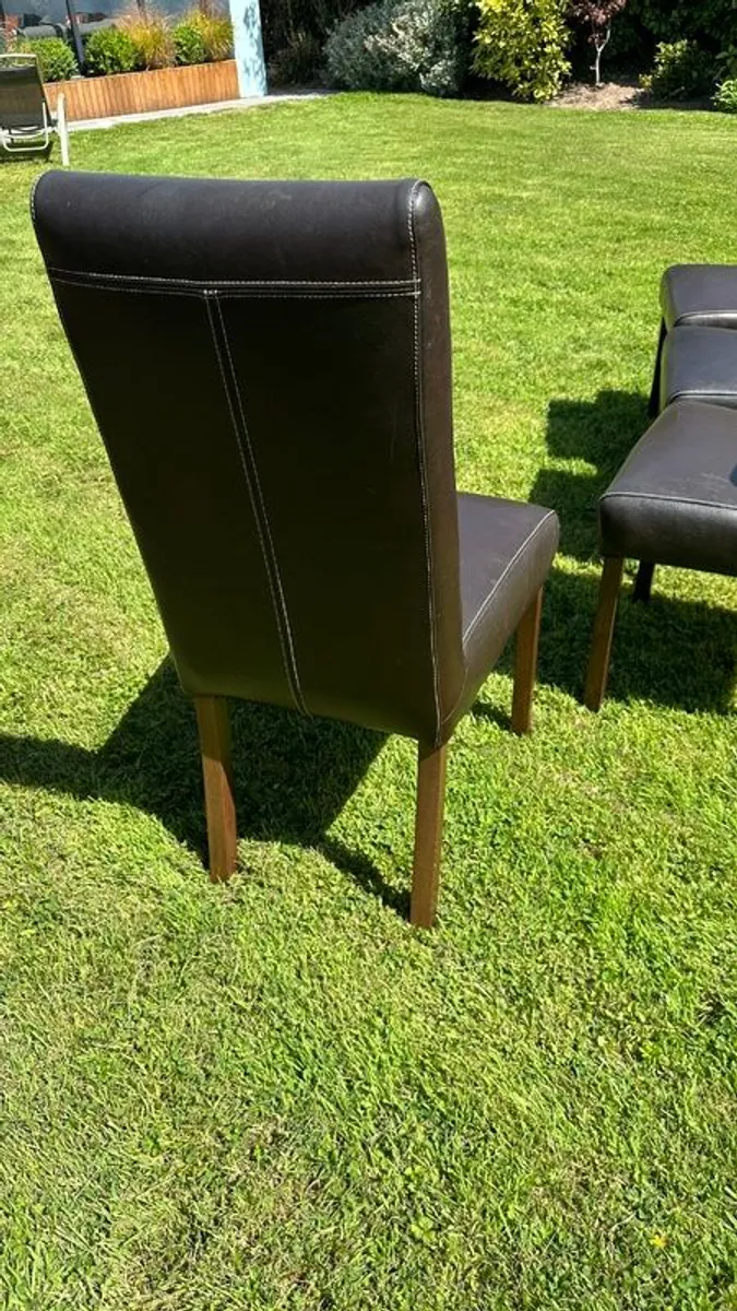 4 leather and wood dining chairs - Image 4