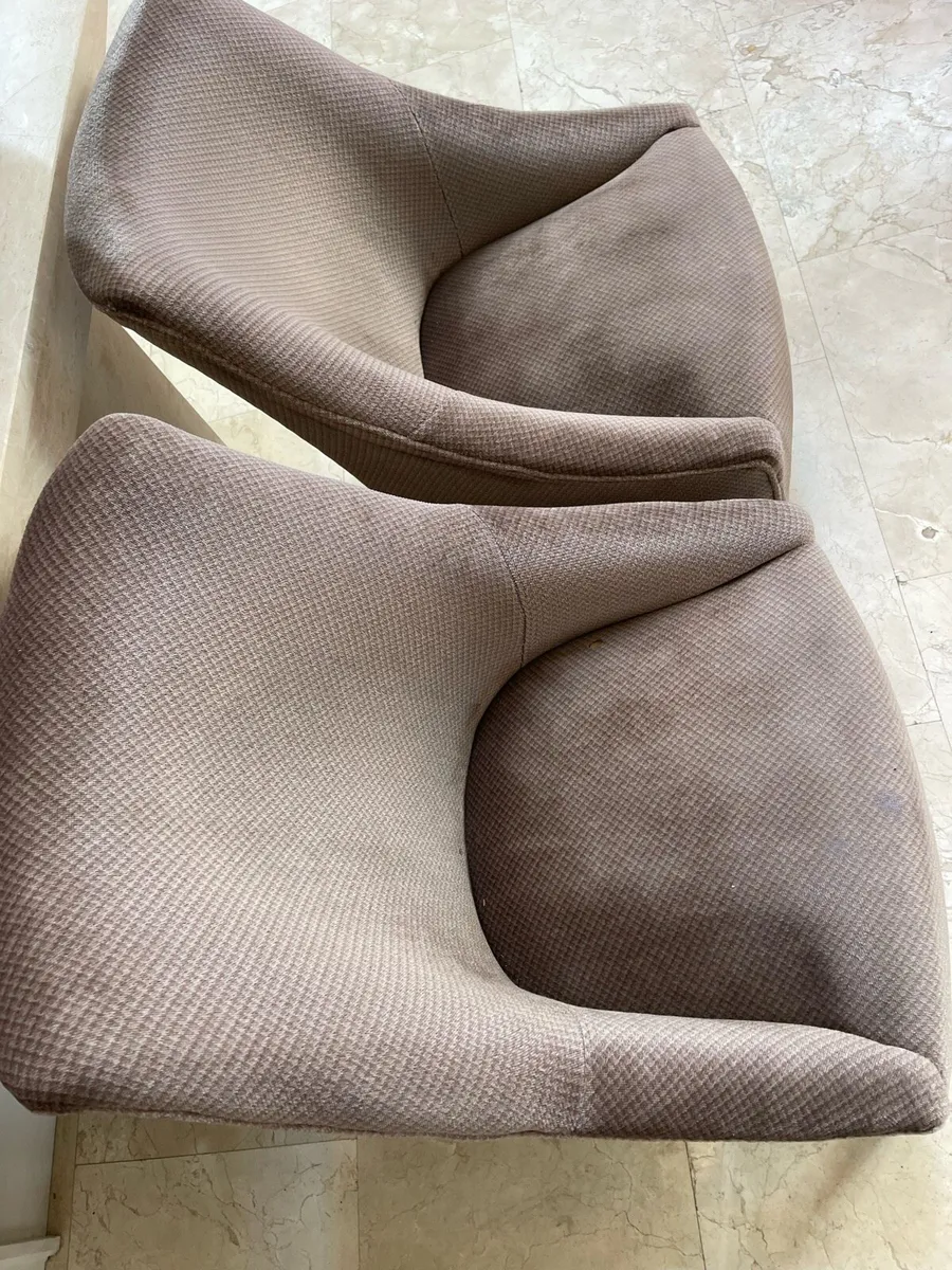 2 x Solid Low Sitting Vintage Armchairs - Deliver - Image 2