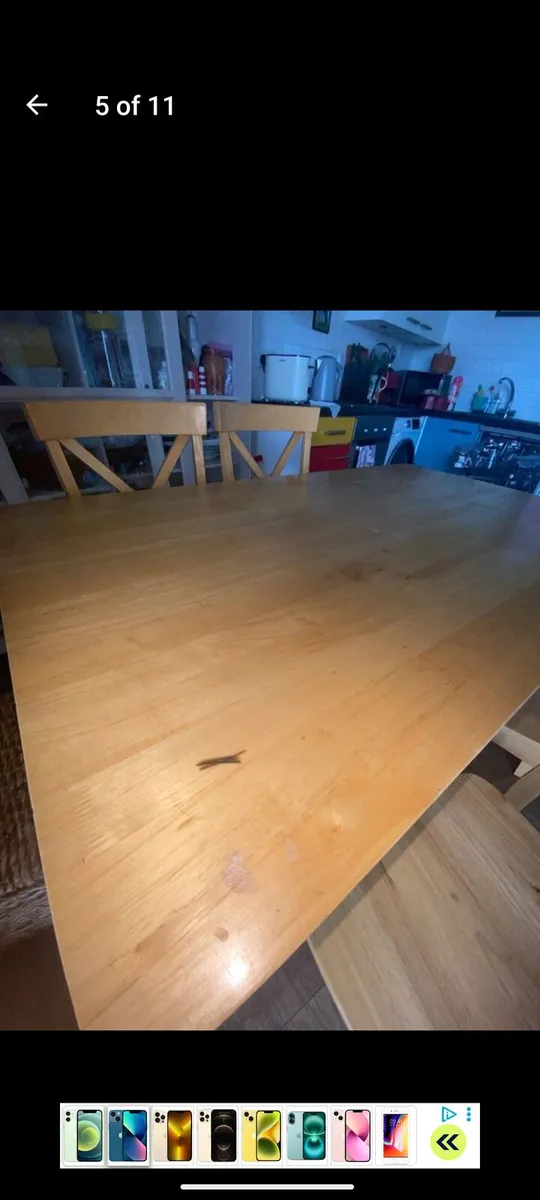 Solid pine kitchen table and chairs - Image 4