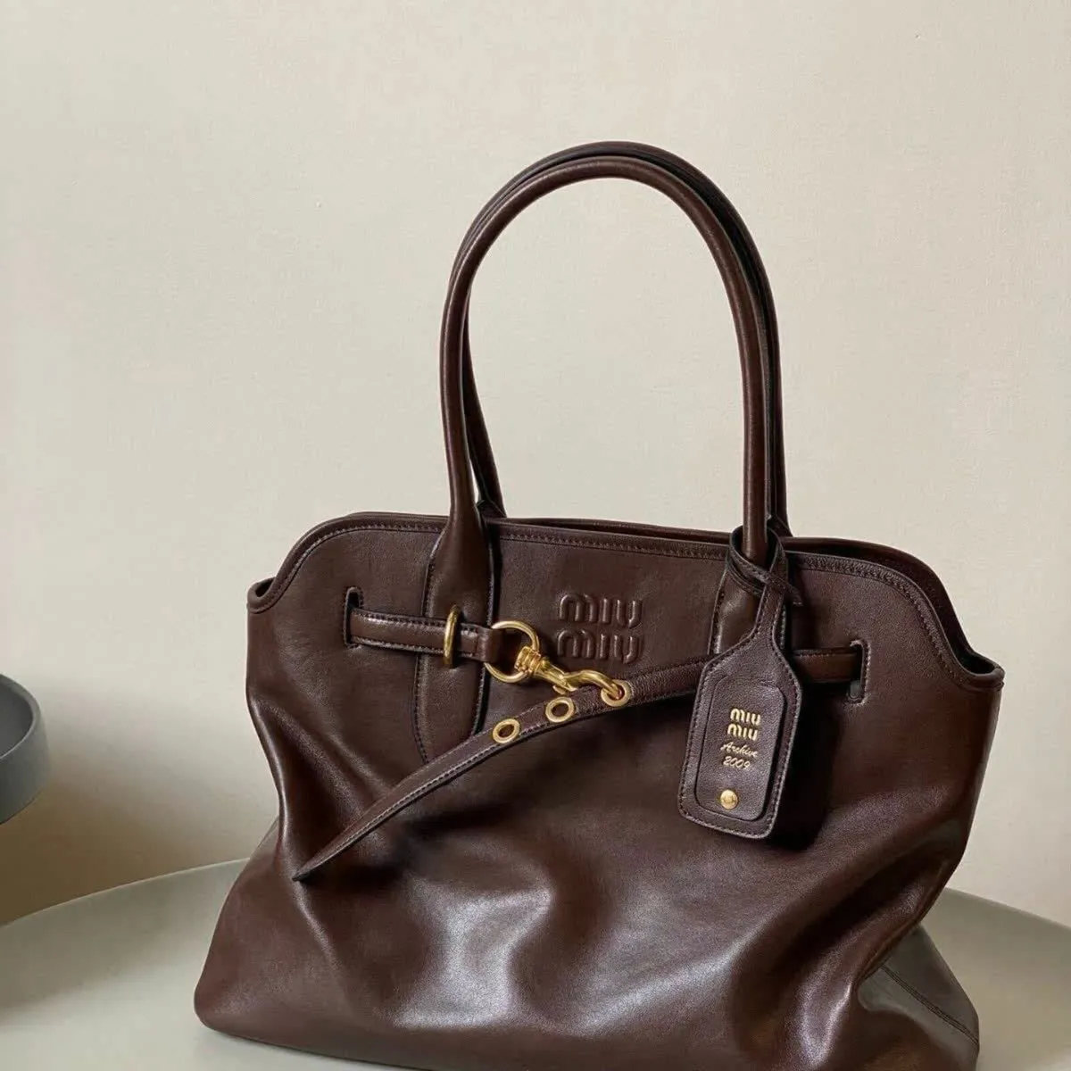 Miu Miu Women’s Leather Boston Tote – Large - Image 1