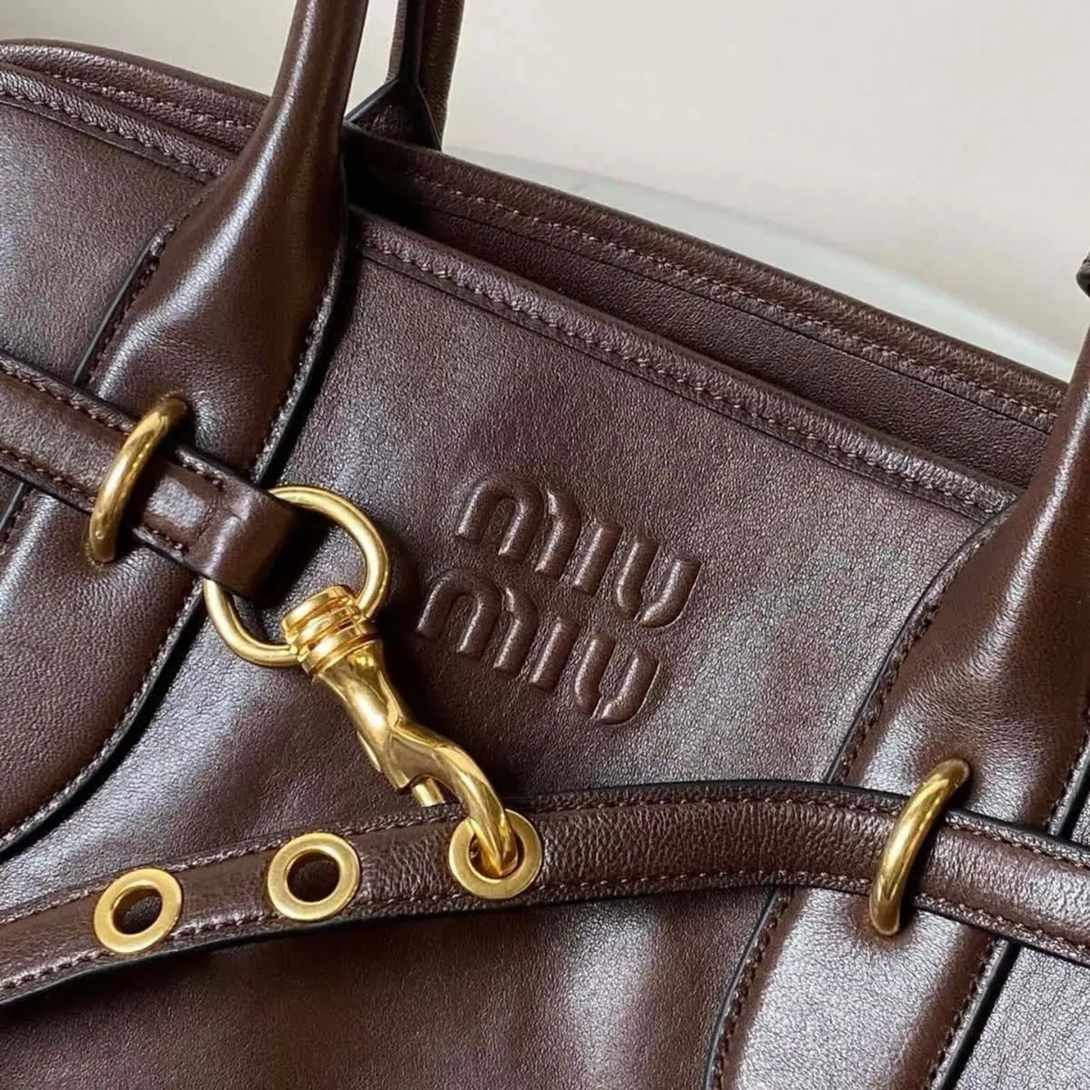 Miu Miu Women’s Leather Boston Tote – Large - Image 3