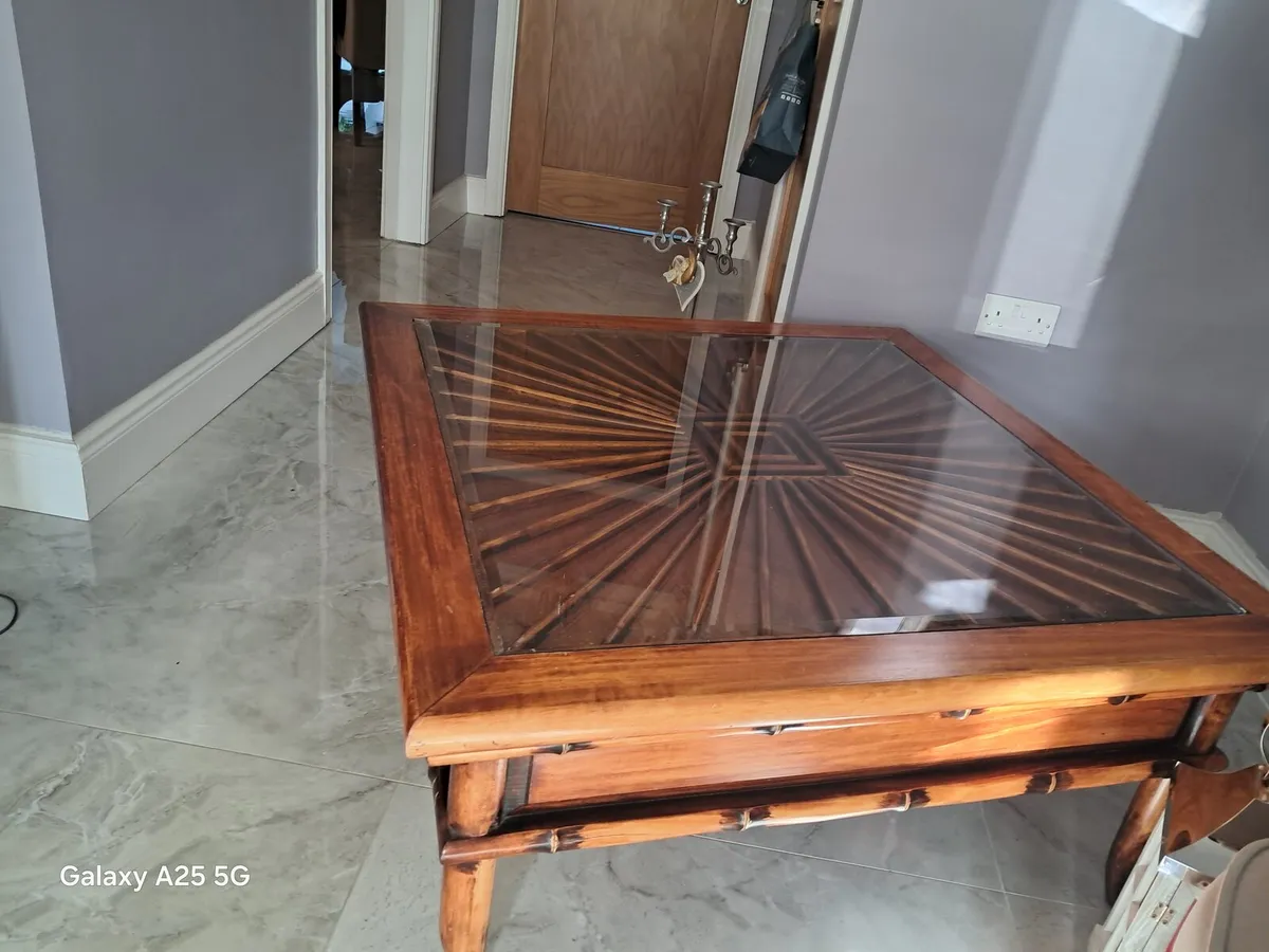 Coffee table with glass inlay - Image 1