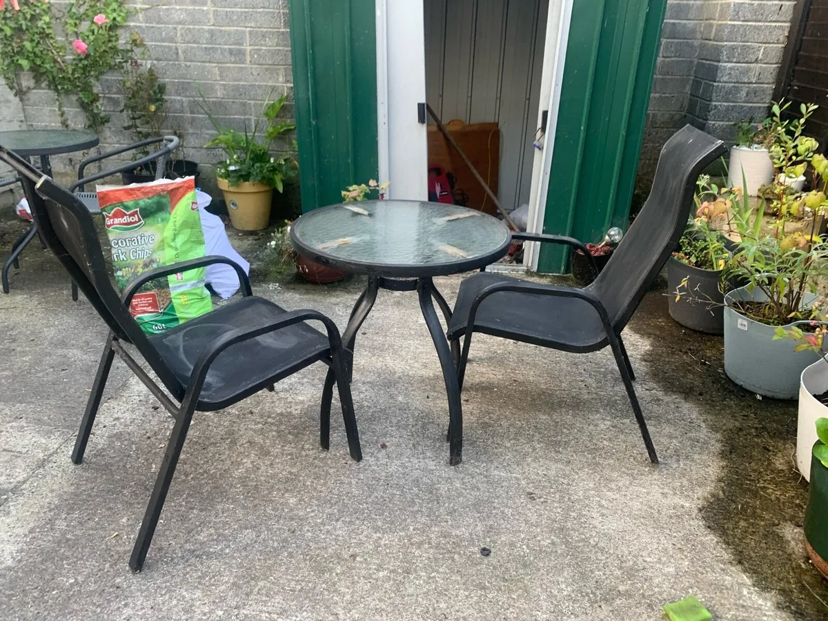 Glass Garden Table & 2 Chairs - Image 1