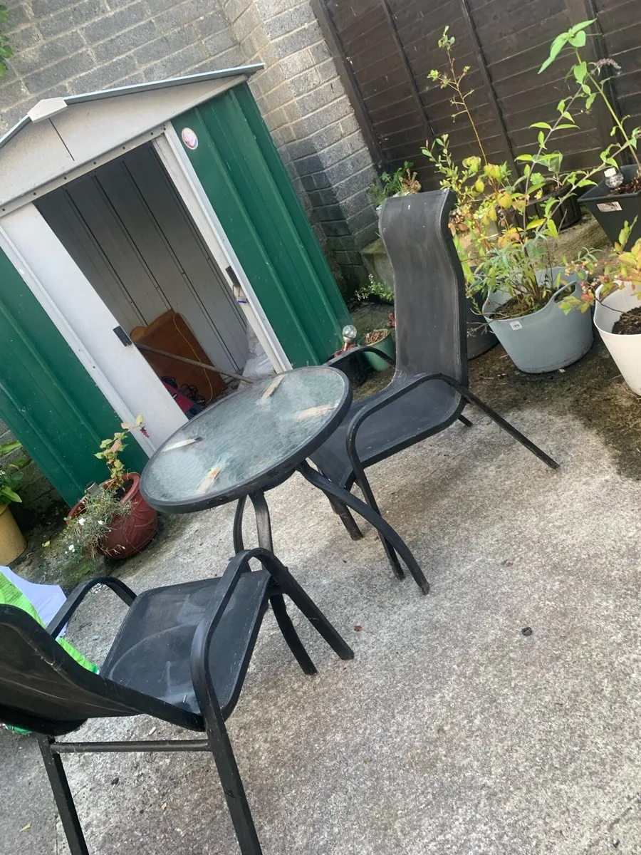 Glass Garden Table & 2 Chairs - Image 2