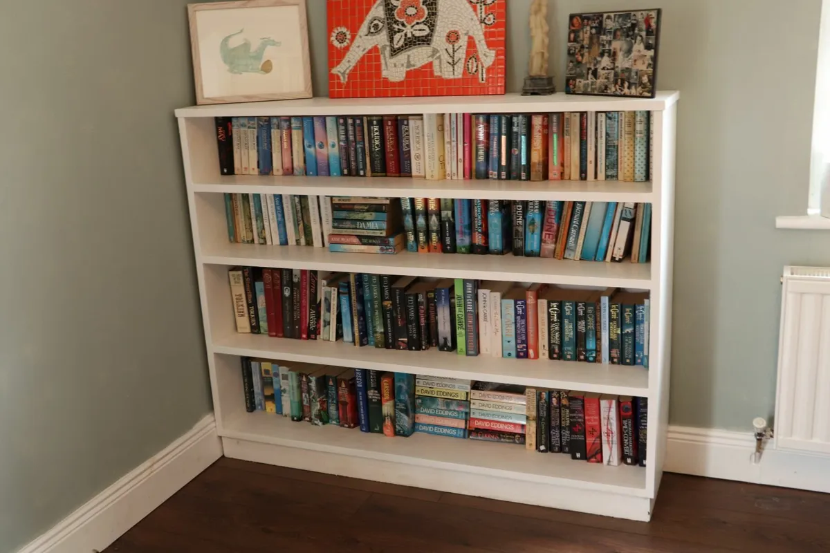 White Hardwood Bookcase – Mid-Century - Image 1
