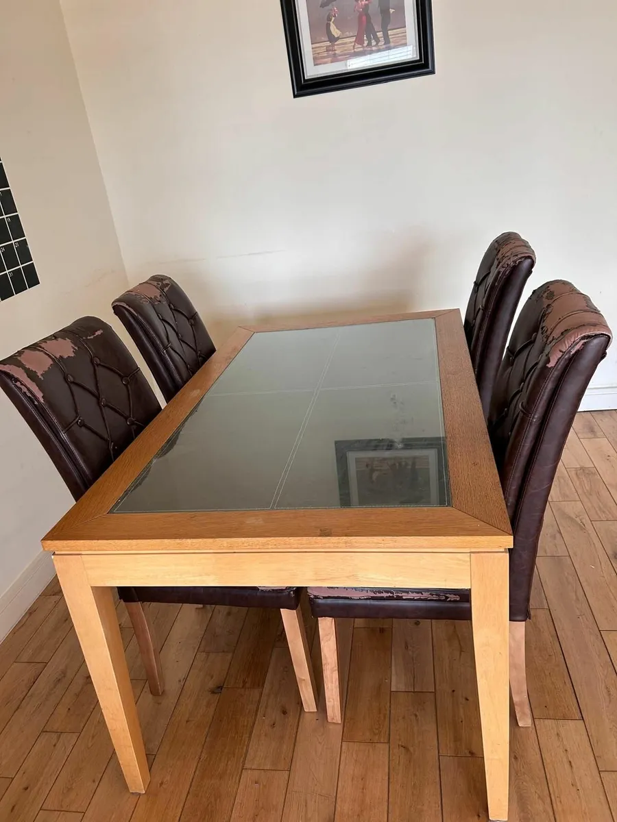 Free to go : Modern Oak Dining+Coffee table with 4 - Image 1